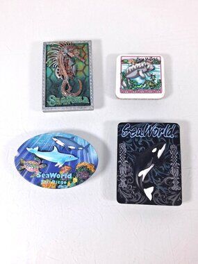 Vintage Sea World Ceramic Souvenir Refrigerator Magnets Shamu Set Of 4 Retro